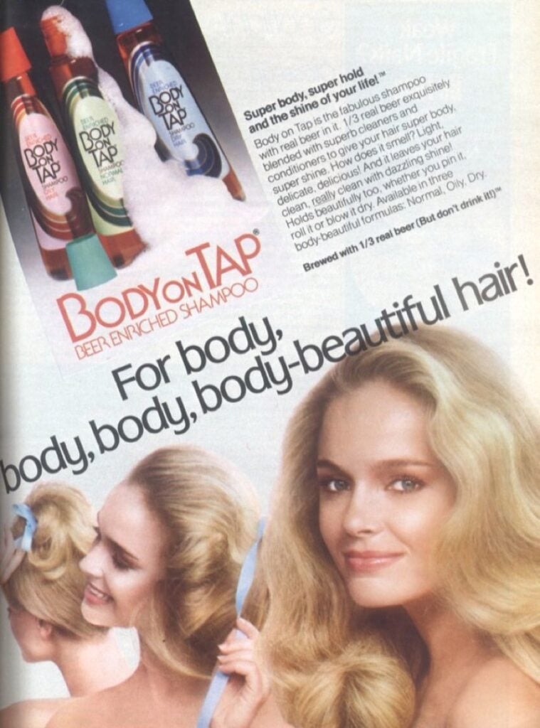 1979 Body on Tap beer shampoo ad