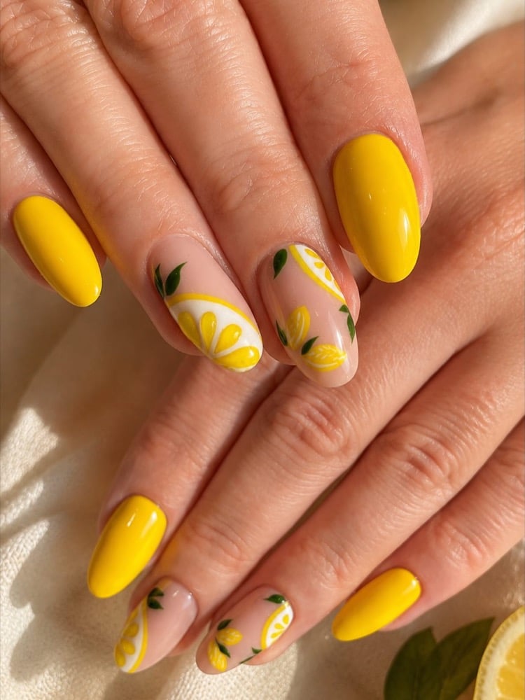 Lemon summer manicure