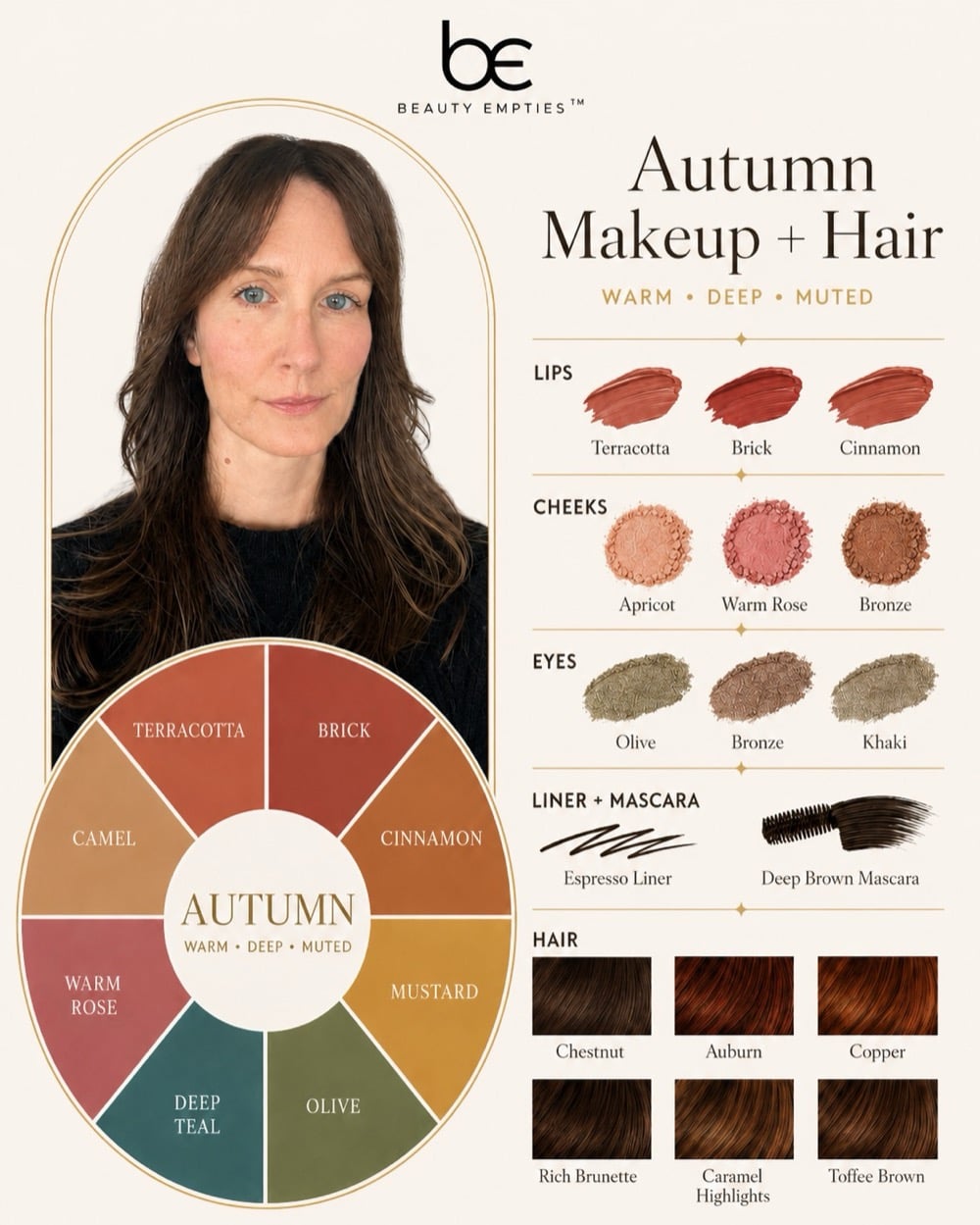 Autumn makeup and hair colors chart