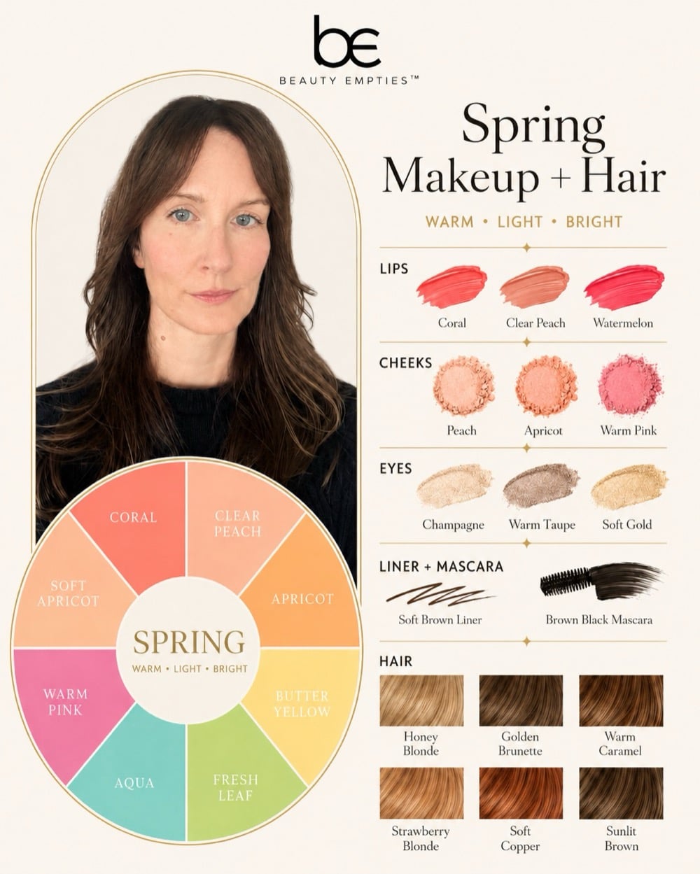 Spring makeup and hair colors chart